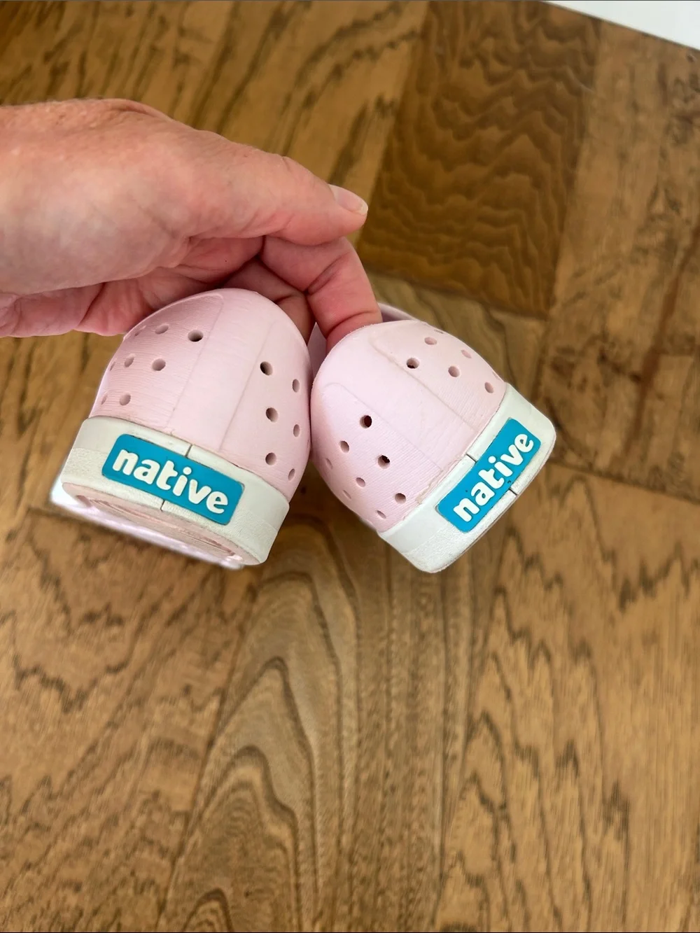 Native Jefferson Kids Slip-On Water Shoes in Pink with White Toe